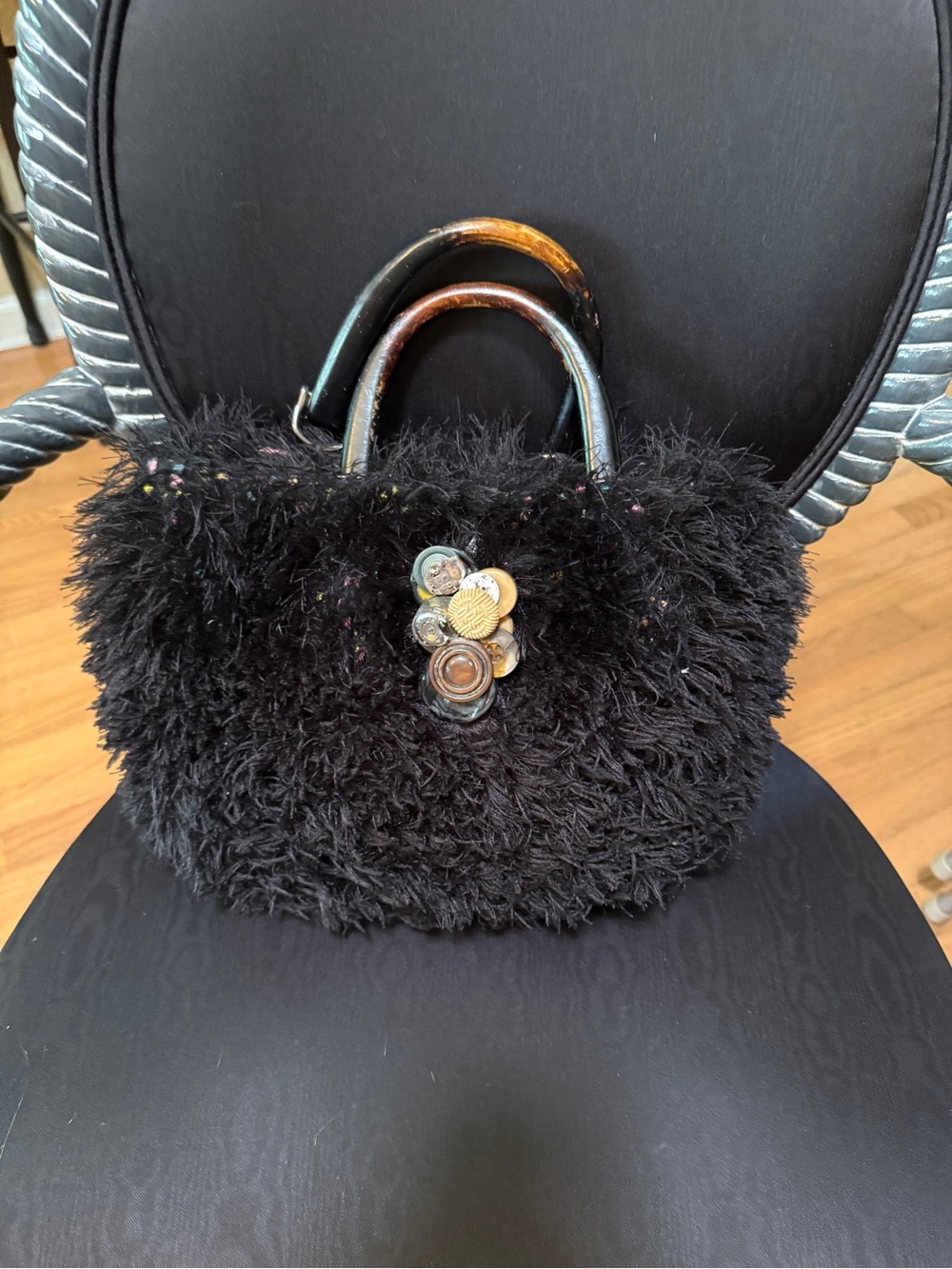 Hand Knit Felted, One of a Kind Purse with Cute Button Detail, New